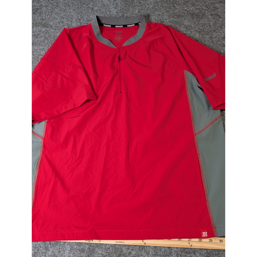 Marucci Shirt 1/4 Zip Pullover Red/Gray Side Pockets Baseball Cage  Men's XL EUC